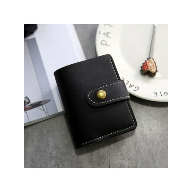 Womens Small Purse Metal Clasp Buckle Simple Flap Coin Card Holder Photo Slot